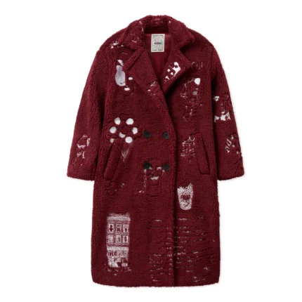 Kidsuper Embroidered Sherpa Fleece Overcoat [Burgundy]