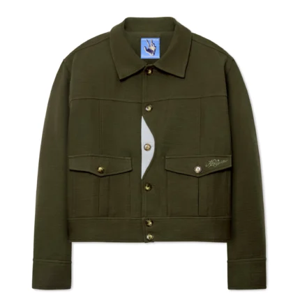 Kidsuper Pocket Detail Cropped Linen Coat [Forest Green]