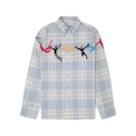 Kidsuper Embroidered Swinging Figures Flannel Shirt [Blue]