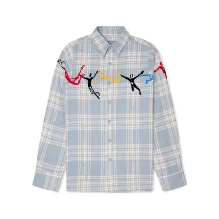 Kidsuper Embroidered Swinging Figures Flannel Shirt [Blue]