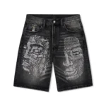 Kidsuper Rhinestone Face Shorts [Washed Black]