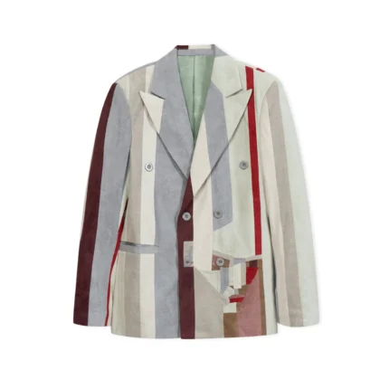 Kidsuper Striped Face Patchwork Suit Top [Gray]