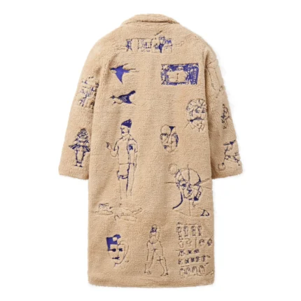 Kidsuper Embroidered Sherpa Fleece Overcoat [Cream] - Image 3