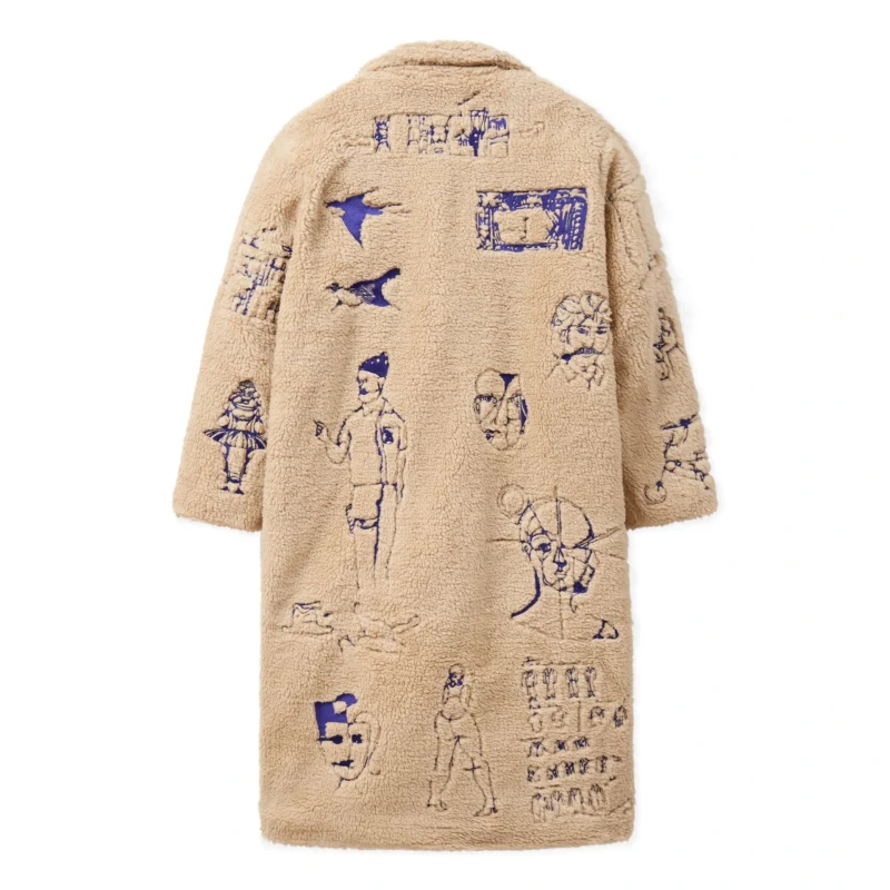 Kidsuper Embroidered Sherpa Fleece Overcoat [Cream]