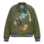 Kidsuper Patchwork Face Leather Varsity Jacket [Green]